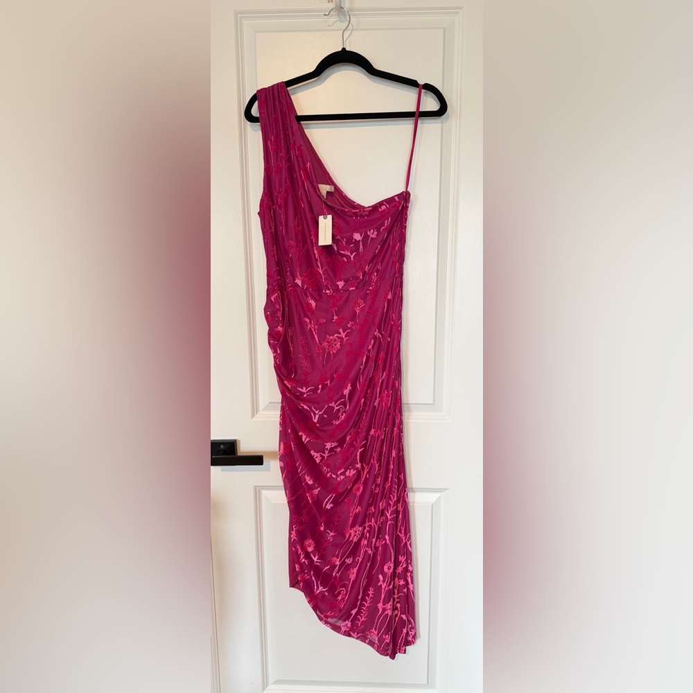 Hutch Monty One-Shoulder Midi Dress Pink NWT Size Large
